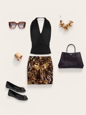 Cache Animal Floral Print Multicolor Tiered Mini Pencil Skirt Size 6